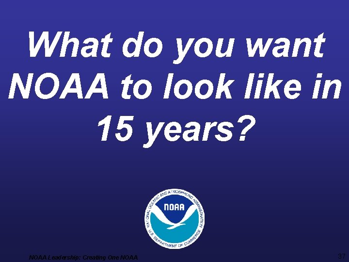 What do you want NOAA to look like in 15 years? NOAA Leadership: Creating