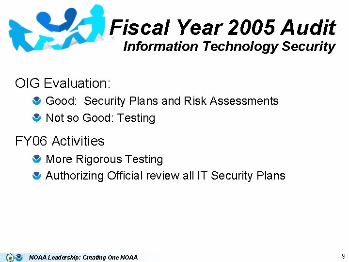 Fiscal Year 2005 Audit Information Technology Security OIG Evaluation: Good: Security Plans and Risk