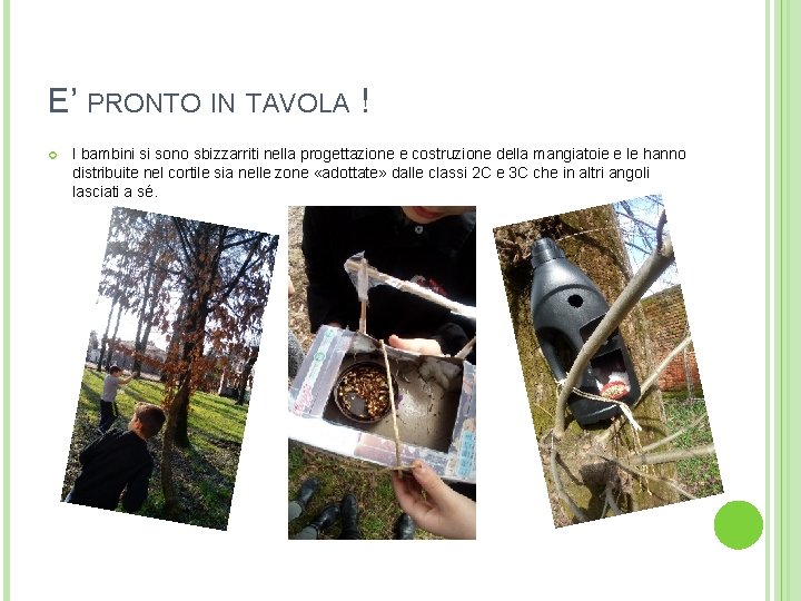 E’ PRONTO IN TAVOLA ! I bambini si sono sbizzarriti nella progettazione e costruzione