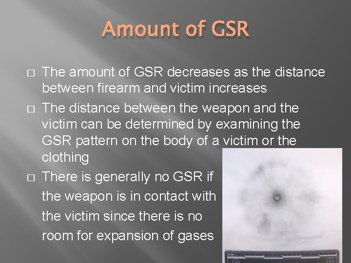 Amount of GSR � � � The amount of GSR decreases as the distance