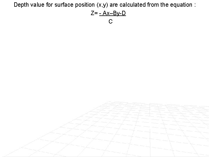 Depth value for surface position (x, y) are calculated from the equation : Z= Depth value for surface position (x, y) are calculated from the equation : Z=