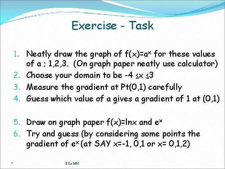Exercise - Task 1. Neatly draw the graph of f(x)=ax for these values of