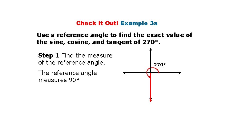 Check It Out! Example 3 a Use a reference angle to find the exact