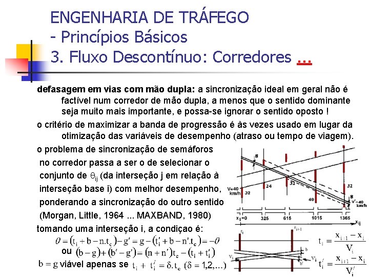 ENGENHARIA DE TRÁFEGO - Princípios Básicos 3. Fluxo Descontínuo: Corredores. . . defasagem em