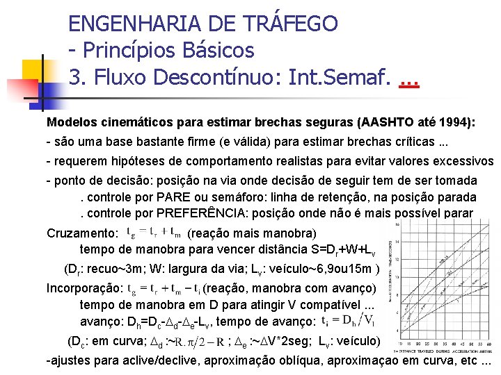 ENGENHARIA DE TRÁFEGO - Princípios Básicos 3. Fluxo Descontínuo: Int. Semaf. . Modelos cinemáticos