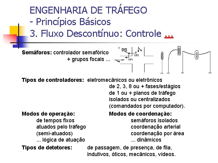 ENGENHARIA DE TRÁFEGO - Princípios Básicos 3. Fluxo Descontínuo: Controle. . . Semáforos: controlador