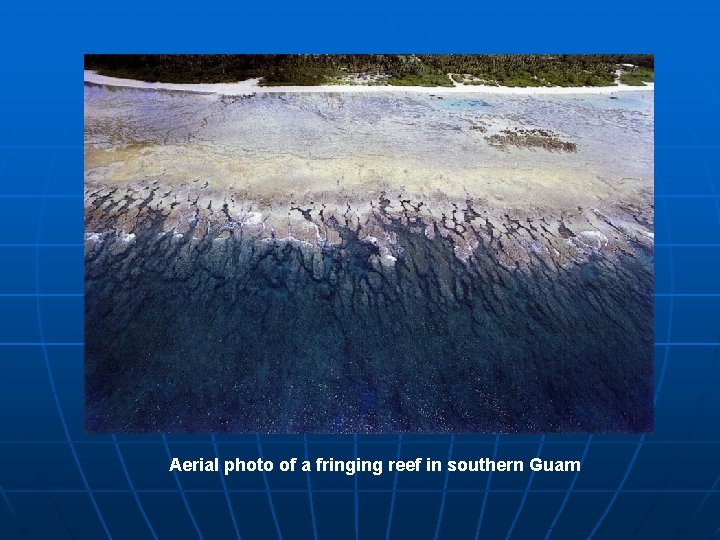 Aerial photo of a fringing reef in southern Guam 