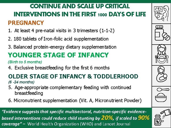 CONTINUE AND SCALE UP CRITICAL INTERVENTIONS IN THE FIRST 1000 DAYS OF LIFE PREGNANCY