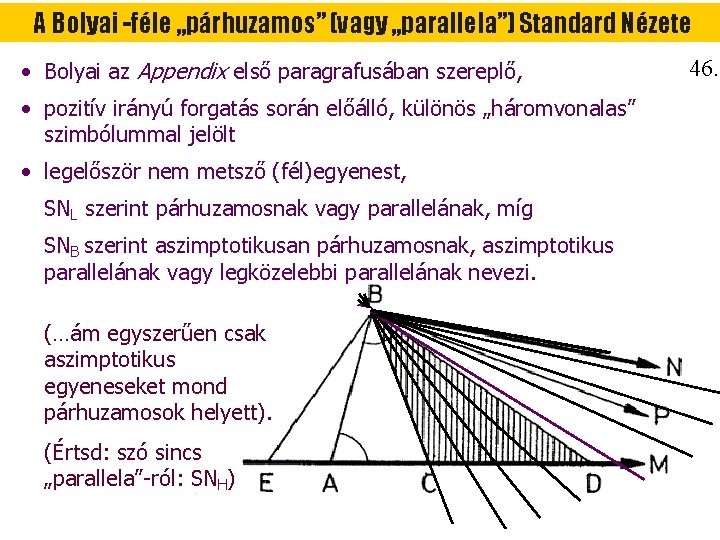 A Bolyai -féle „párhuzamos” (vagy „parallela”) Standard Nézete • Bolyai az Appendix első paragrafusában