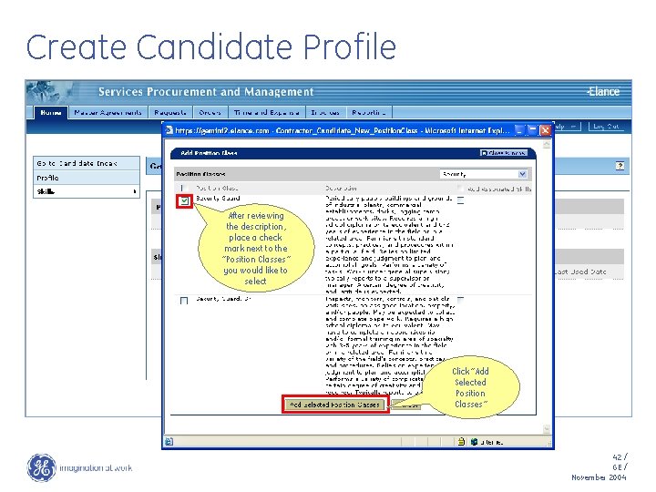 Create Candidate Profile After reviewing the description, place a check mark next to the
