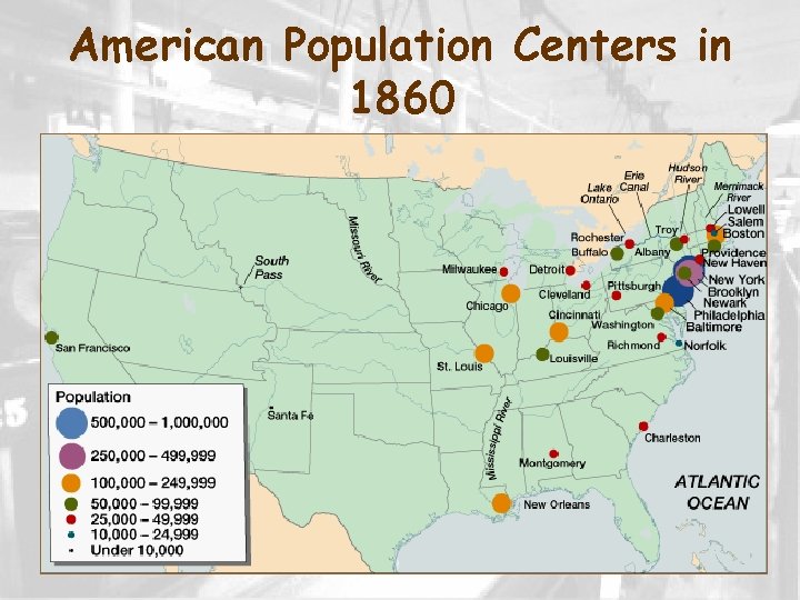 American Population Centers in 1860 