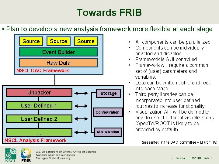 Towards FRIB § Plan to develop a new analysis framework more flexible at each