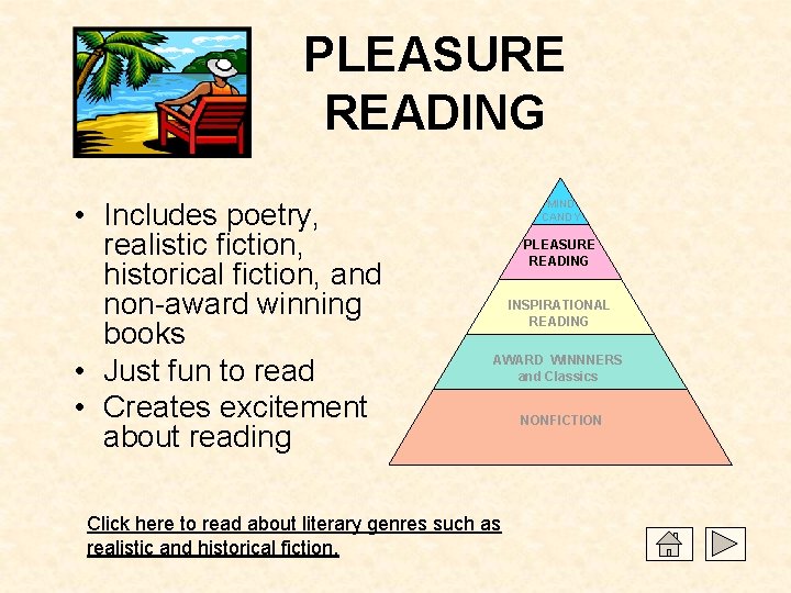 PLEASURE READING • Includes poetry, realistic fiction, historical fiction, and non-award winning books •