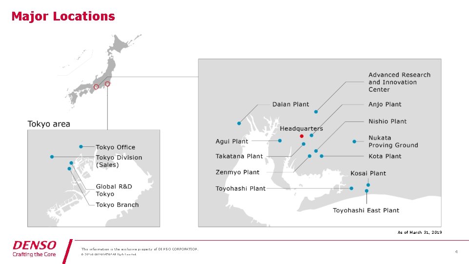 Major Locations As of March 31, 2019 This information is the exclusive property of