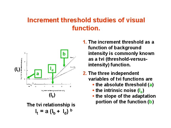 Increment threshold studies of visual function. b (It) a Id (Ib) The tvi relationship