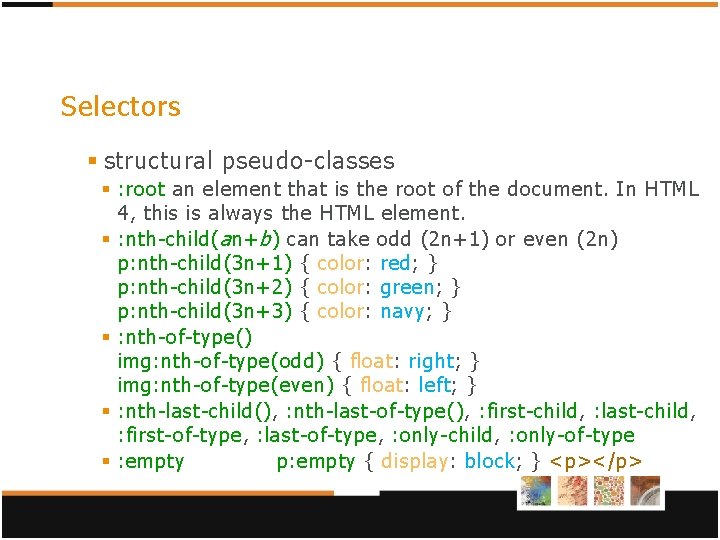 Selectors § structural pseudo-classes § : root an element that is the root of Selectors § structural pseudo-classes § : root an element that is the root of