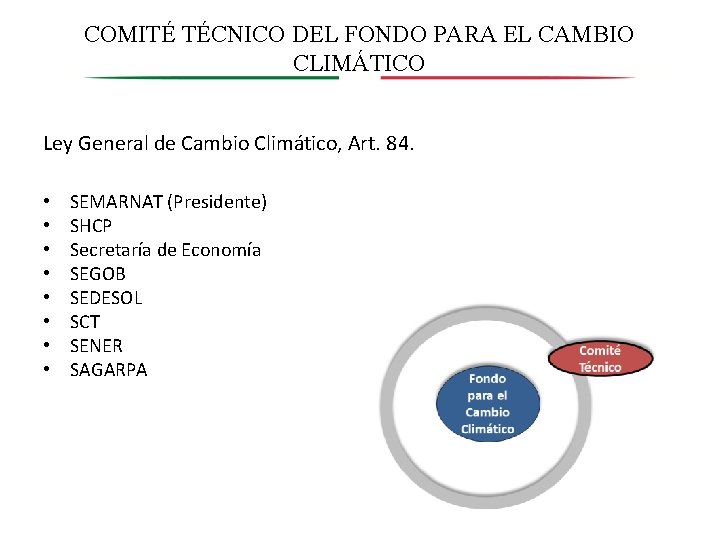 COMITÉ TÉCNICO DEL FONDO PARA EL CAMBIO CLIMÁTICO Ley General de Cambio Climático, Art.