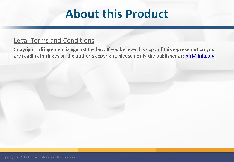 About this Product Legal Terms and Conditions Copyright infringement is against the law. If