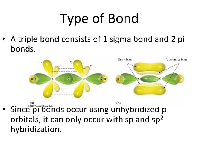 Type of Bond • A triple bond consists of 1 sigma bond and 2