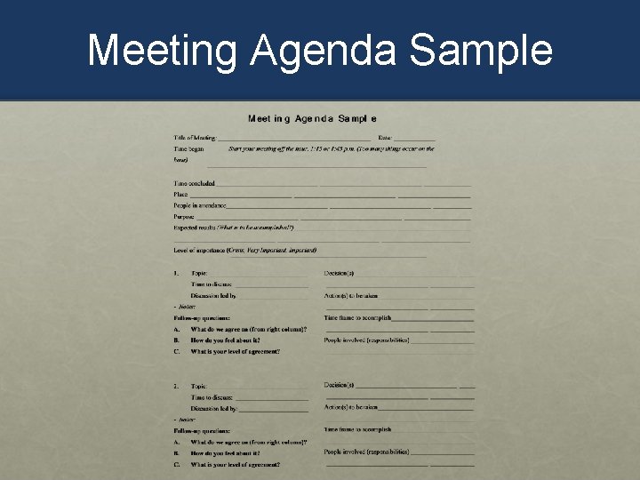 Meeting Agenda Sample 