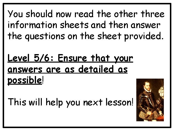You should now read the other three information sheets and then answer the questions