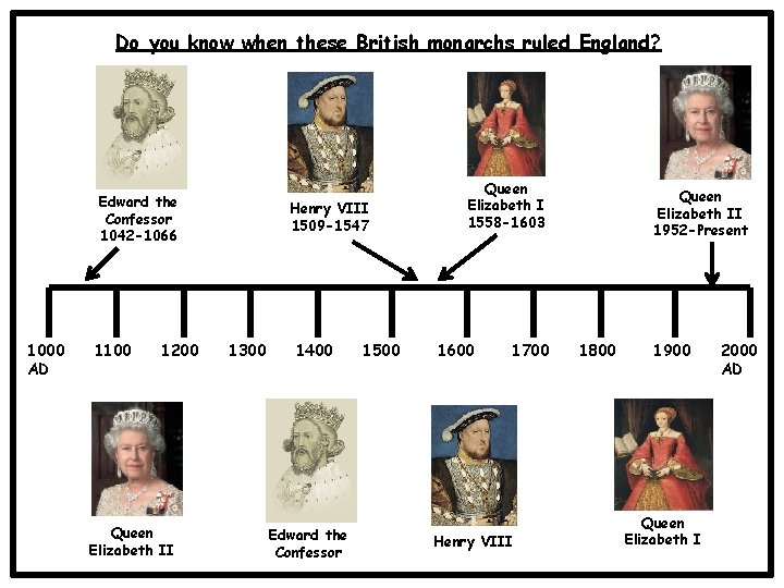 Do you know when these British monarchs ruled England? Edward the Confessor 1042 -1066