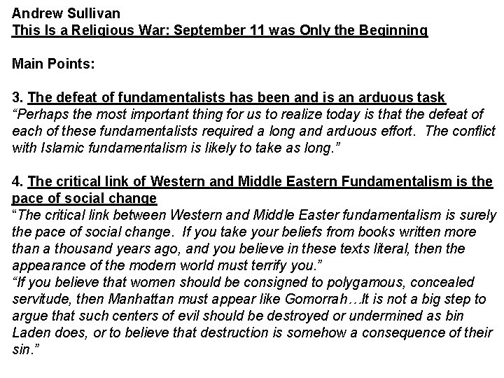 Andrew Sullivan This Is a Religious War: September 11 was Only the Beginning Main