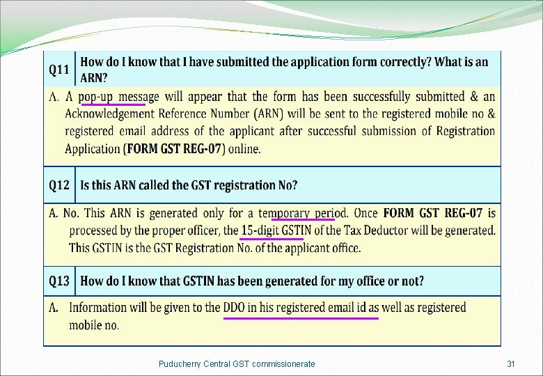 Puducherry Central GST commissionerate 31 