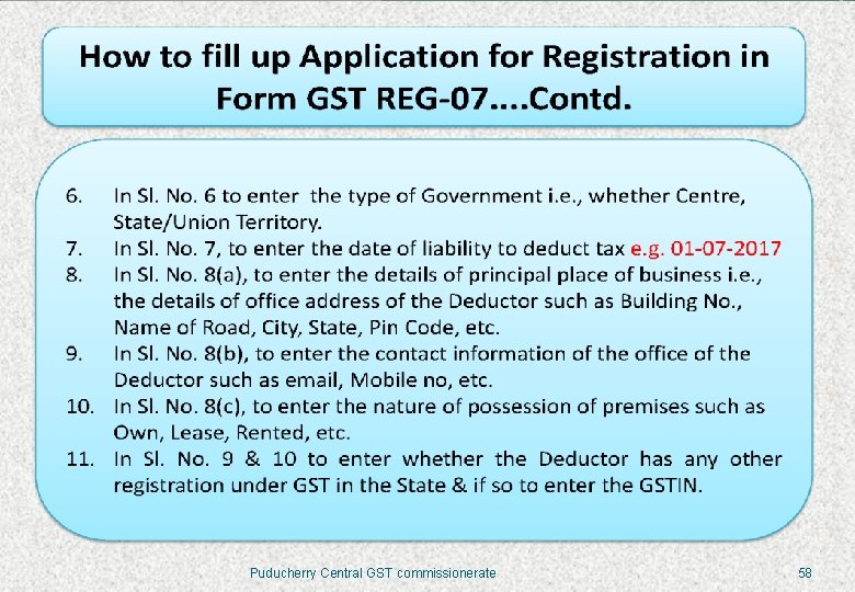 Puducherry Central GST commissionerate 58 