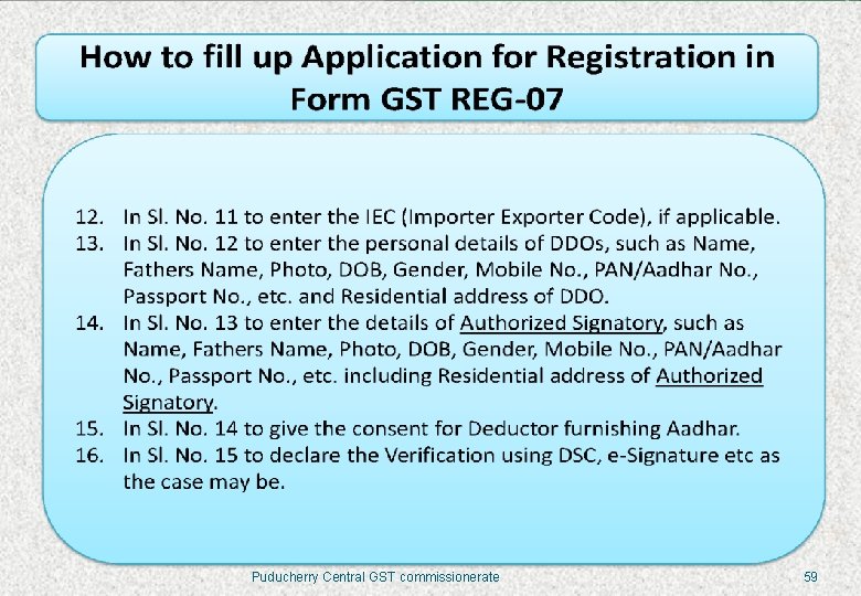 Puducherry Central GST commissionerate 59 