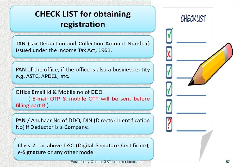 Puducherry Central GST commissionerate 62 