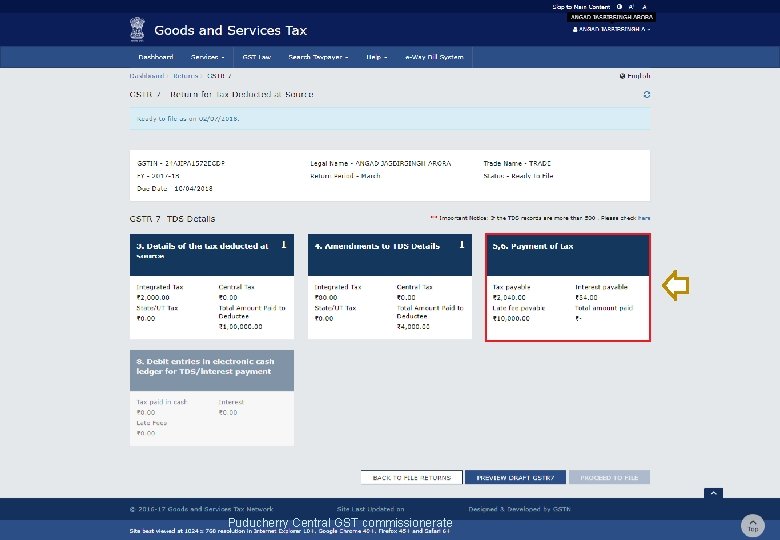Tax Deducted at Source Returns Slide 75 Puducherry Central GST commissionerate 