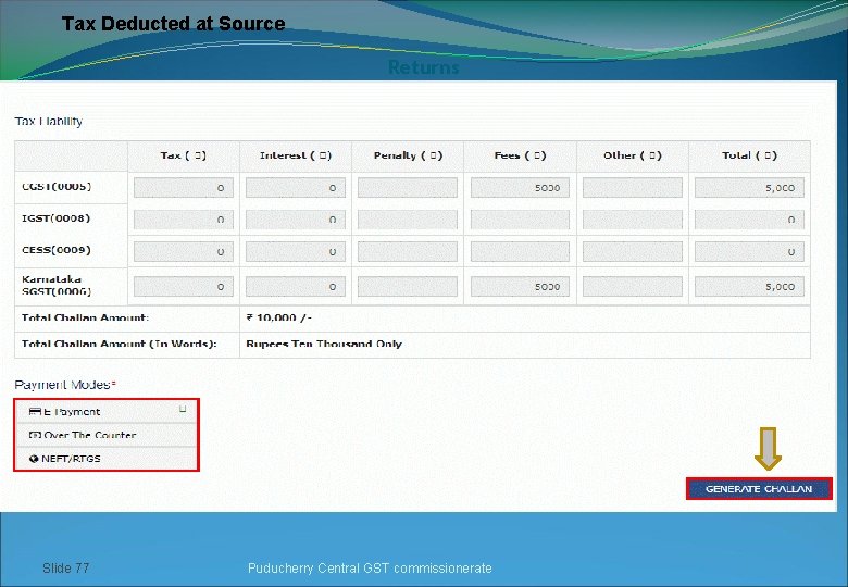 Tax Deducted at Source Returns Slide 77 Puducherry Central GST commissionerate 