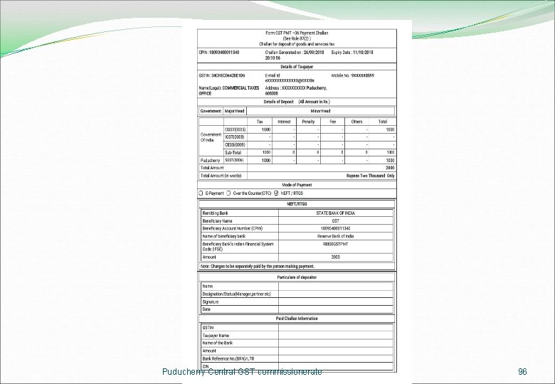 Puducherry Central GST commissionerate 96 