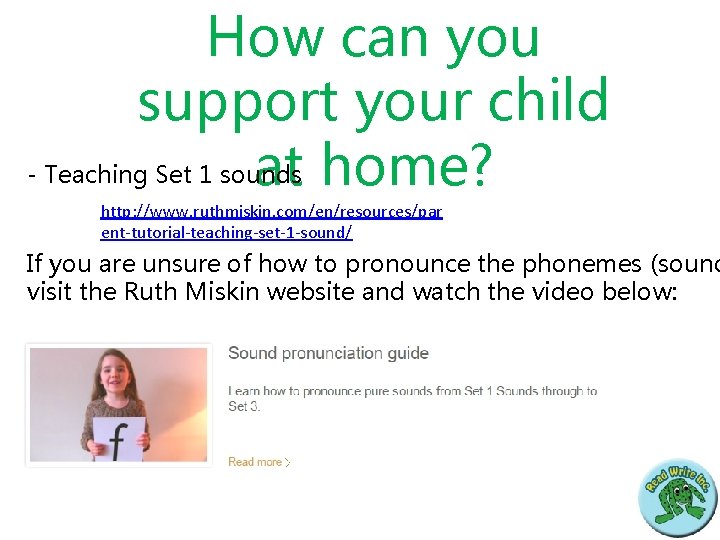 How can you support your child - Teaching Set 1 sounds at home? http:
