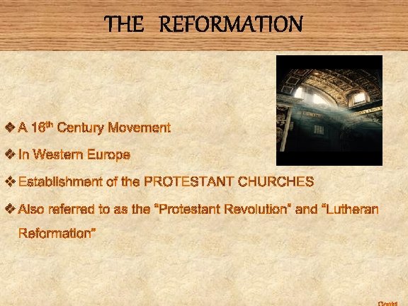 THE REFORMATION 