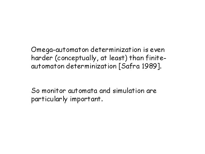 Omega-automaton determinization is even harder (conceptually, at least) than finiteautomaton determinization [Safra 1989]. So