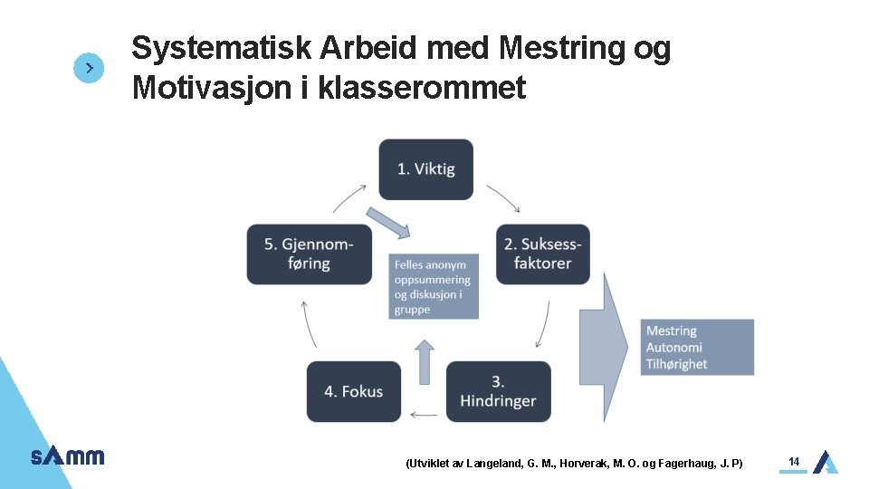 Systematisk Arbeid med Mestring og Motivasjon i klasserommet (Utviklet av Langeland, G. M. ,