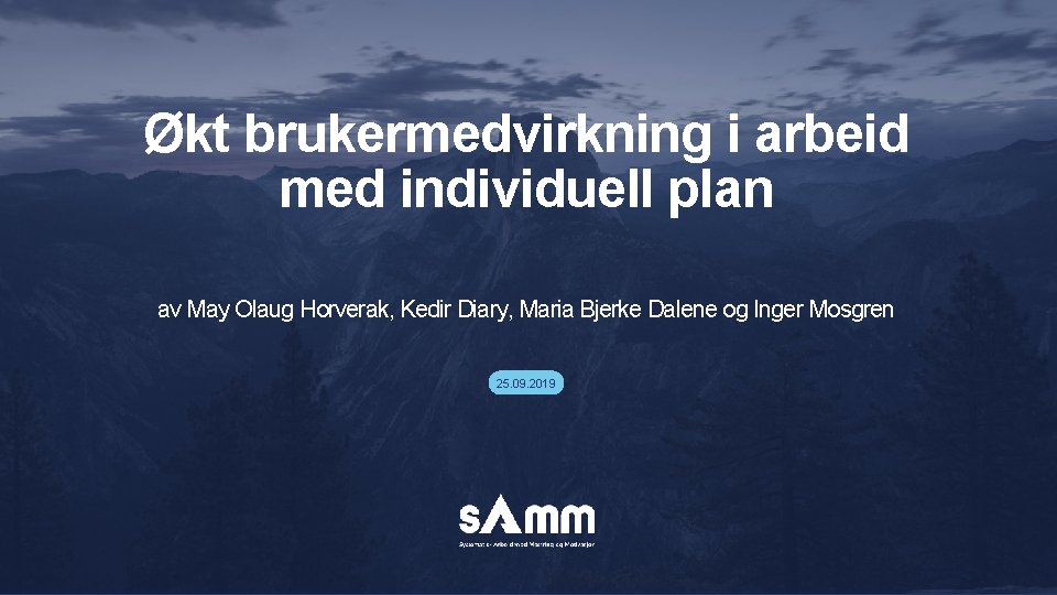 Økt brukermedvirkning i arbeid med individuell plan av May Olaug Horverak, Kedir Diary, Maria