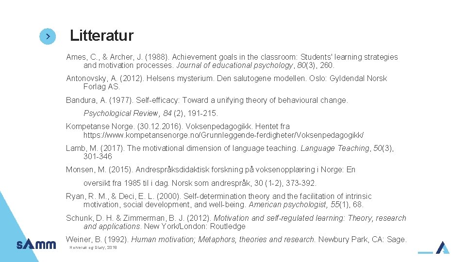 Litteratur Ames, C. , & Archer, J. (1988). Achievement goals in the classroom: Students'