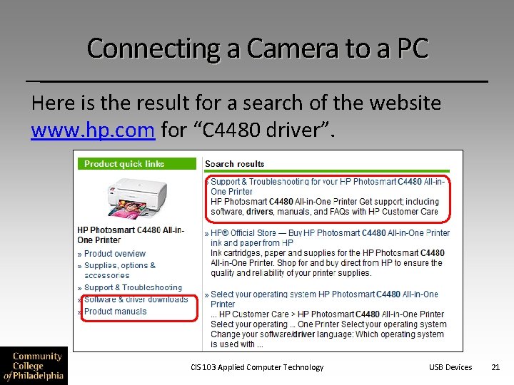 Connecting a Camera to a PC Here is the result for a search of