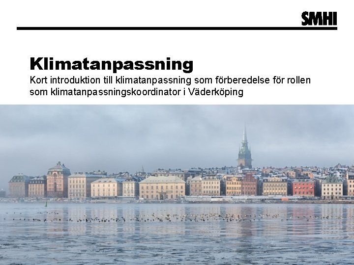 Klimatanpassning Kort introduktion till klimatanpassning som förberedelse för rollen som klimatanpassningskoordinator i Väderköping 