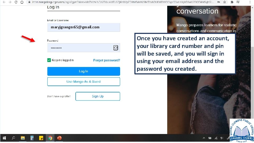 maryjgranger 65@gmail. com Once you have created an account, your library card number and