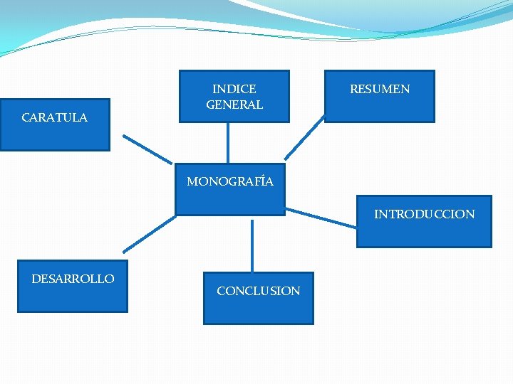 CARATULA INDICE GENERAL RESUMEN MONOGRAFÍA INTRODUCCION DESARROLLO CONCLUSION 