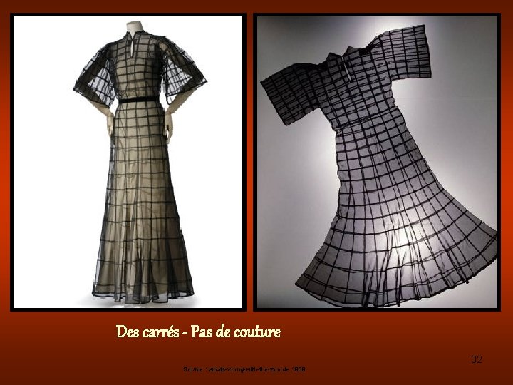 Des carrés - Pas de couture 32 Source : whats-vrong-with-the-zoo. de 1939 