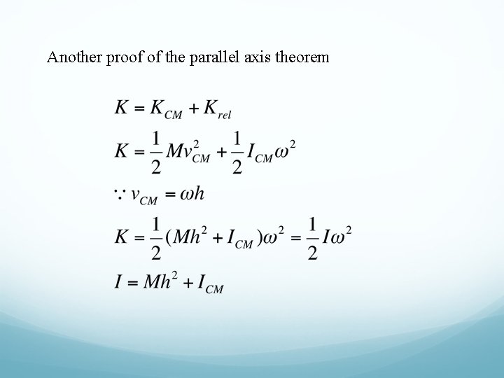 Another proof of the parallel axis theorem 