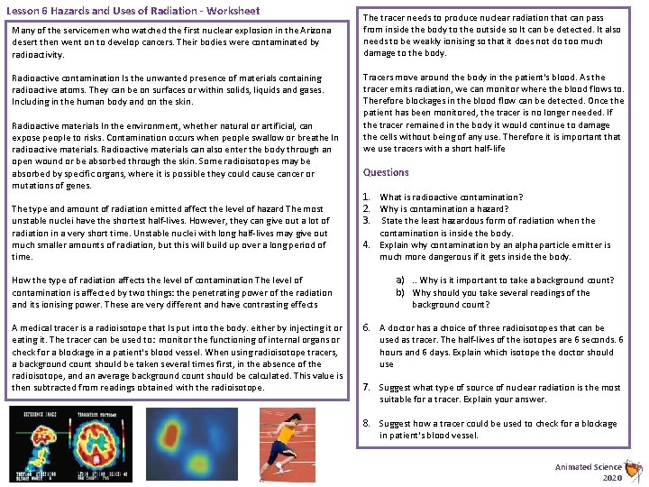 Lesson 6 Hazards and Uses of Radiation - Worksheet Many of the servicemen who
