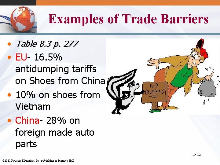 Examples of Trade Barriers • Table 8. 3 p. 277 • EU- 16. 5%
