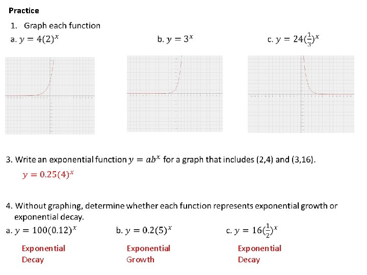 Practice Exponential Decay Exponential Growth Exponential Decay Practice Exponential Decay Exponential Growth Exponential Decay