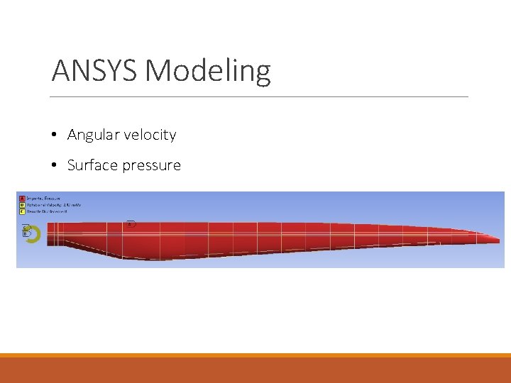 ANSYS Modeling • Angular velocity • Surface pressure 